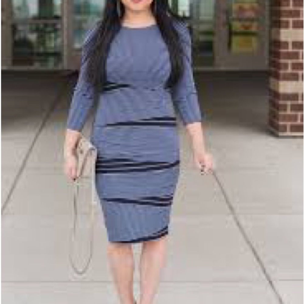 Anthropology soft Large Blue Ruched NWT Baily 44 Bodycon Dress stretchy - Picture 14 of 14